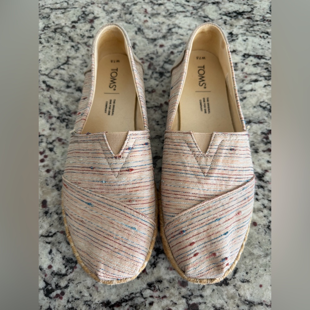 TOMS Women's Striped Espadrilles in Cream, Blue & Red